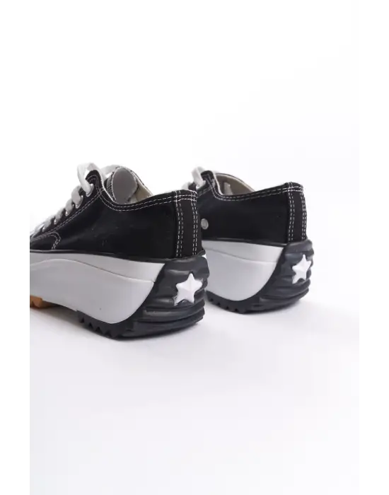 Parıs Bağcıklı Ortopedik Taban Kadın Sneaker Spor Ayakkabı  Bt - Siyah