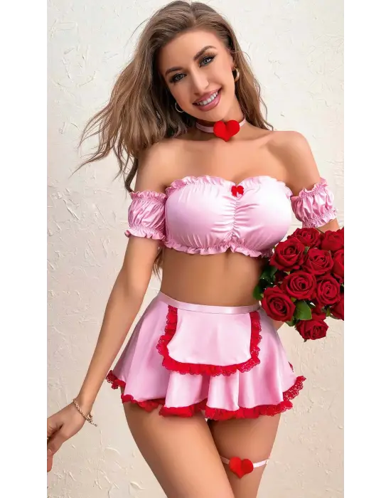 Pembe Etekli Fantazi Gecelik, Kadın Seksi Kostüm