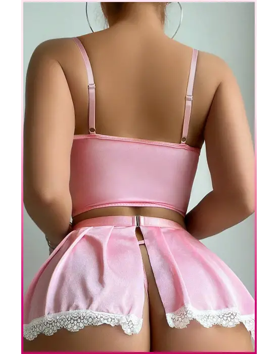 Pembe Fırfır Detaylı Özel Tasarım İç Giyim Seti