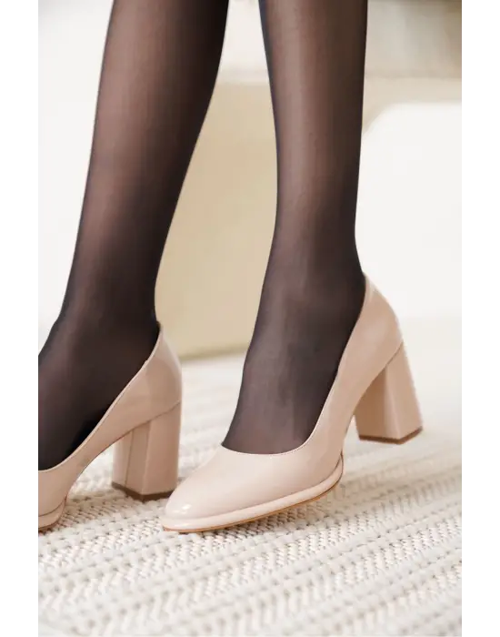 Pensy Bej Rugan Kadın Topuklu Ayakkabı