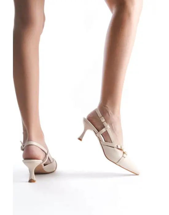 Perla Kadın Bej Topuklu Ayakkabı