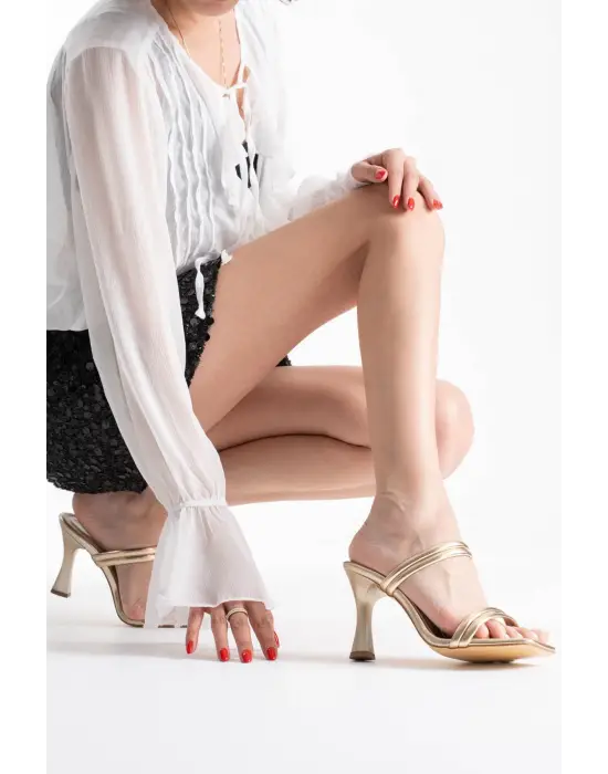 Petra Kadın Altın Topuklu Terlik