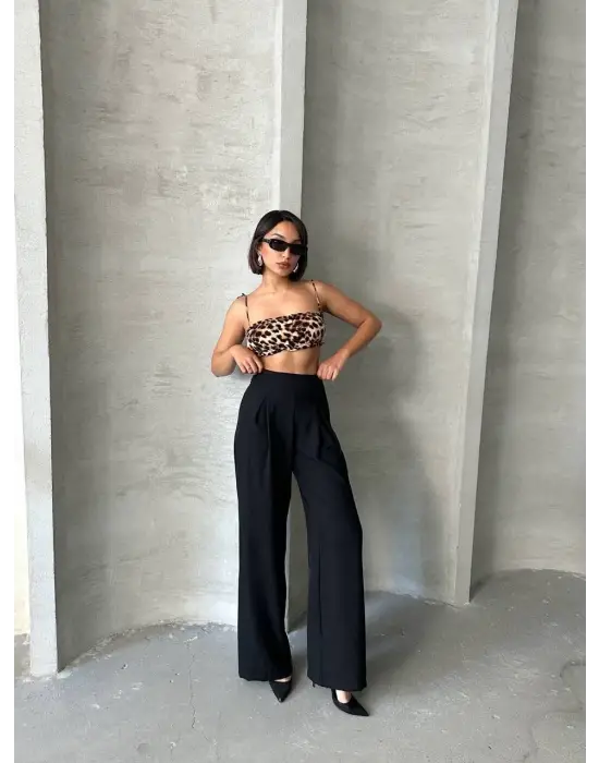 Pileli Keten Pantolon