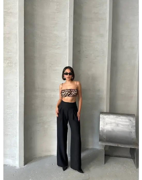 Pileli Keten Pantolon