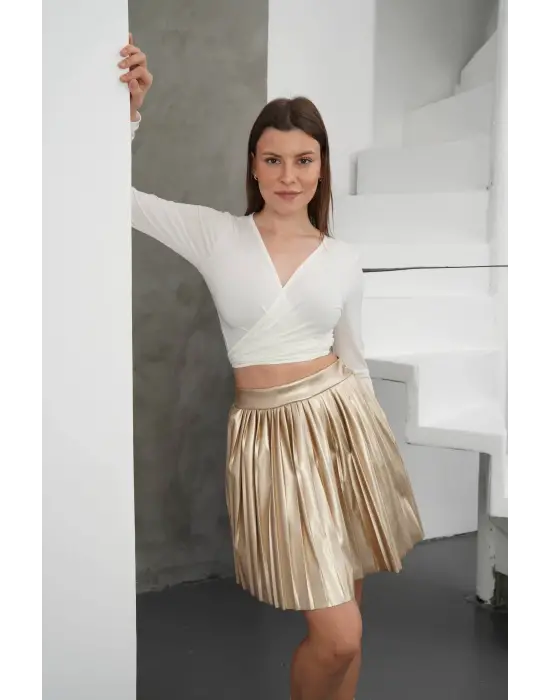 Piliseli Deri Etek Gold H261564
