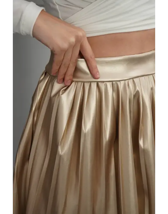 Piliseli Deri Etek Gold H261564