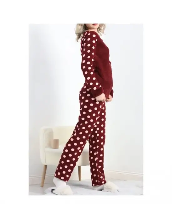 Polatlı Alt Üst Pontiyeli Pijama Takımı Bordo