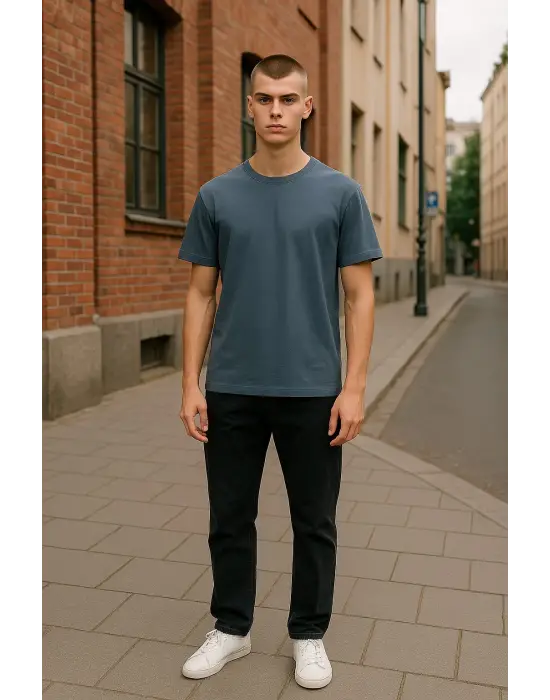 Regular Kalıp Kadın - Erkek Unisex Basic Tişört Gri