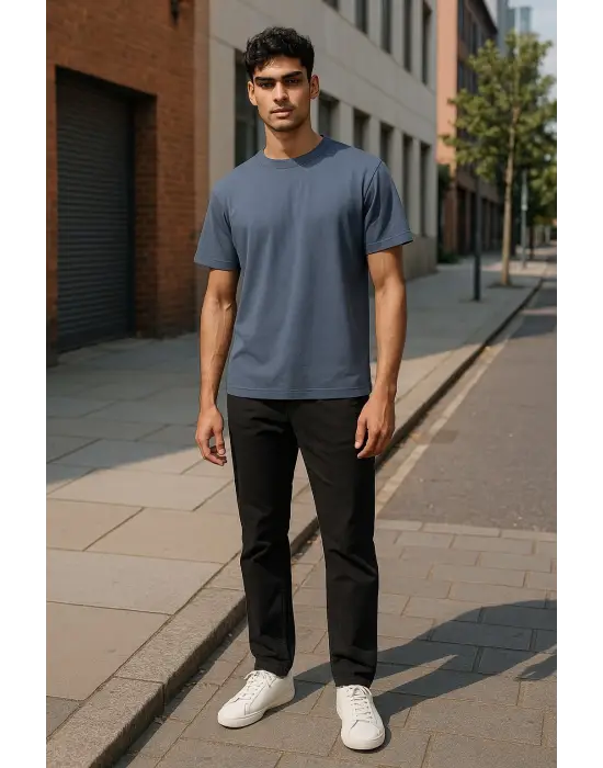 Regular Kalıp Kadın - Erkek Unisex Basic Tişört Gri