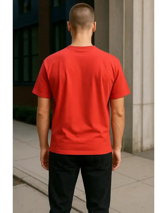 Regular Kalıp Kadın - Erkek Unisex Basic Tişört Kırmızı