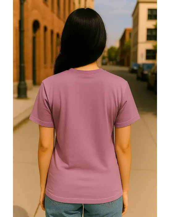 Regular Kalıp Kadın - Erkek Unisex Basic Tişört Pembe