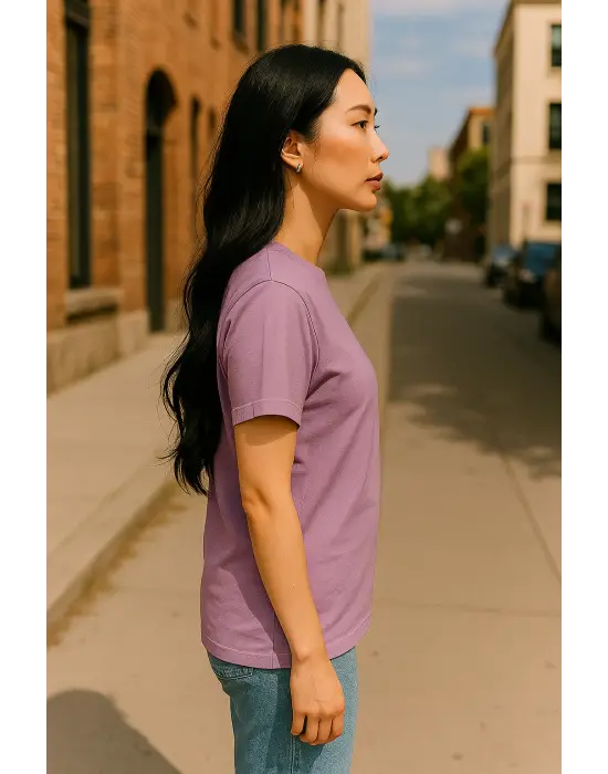 Regular Kalıp Kadın - Erkek Unisex Basic Tişört Pembe