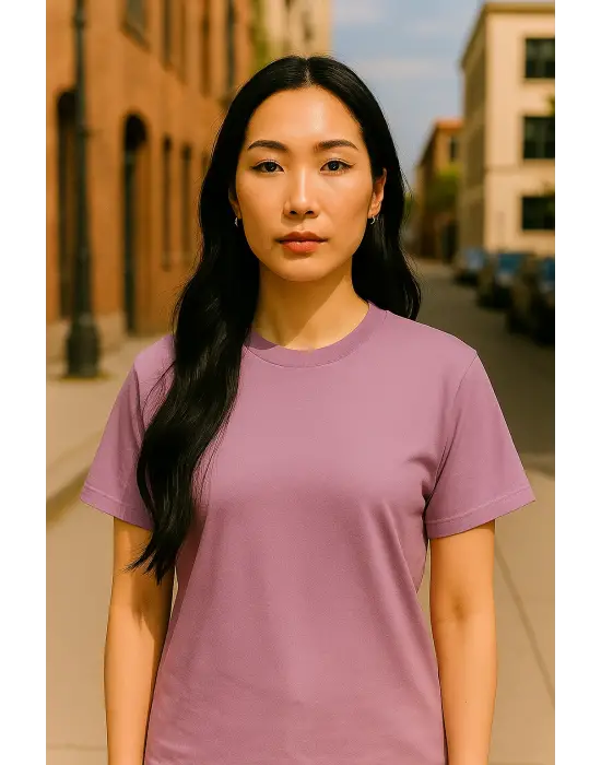 Regular Kalıp Kadın - Erkek Unisex Basic Tişört Pembe