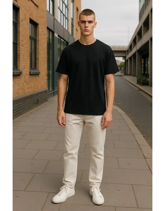 Regular Kalıp Kadın - Erkek Unisex Basic Tişört Siyah