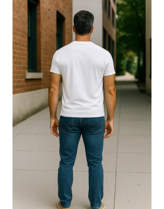 Regular Kalıp Kadın - Erkek Unisex Basic Tişört Beyaz