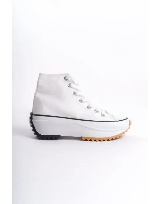 Roma Bağcıklı Ortopedik Taban Kadın Sneaker Spor Ayakkabı Bt - Beyaz