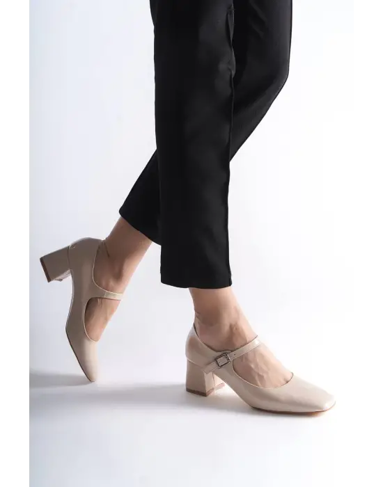 Rosalie Bej Rugan Topuklu Kadın Ayakkabı