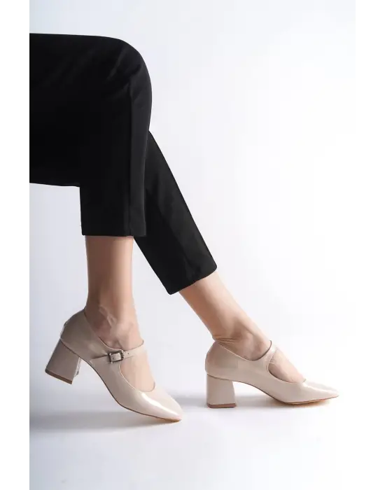 Rosalie Bej Rugan Topuklu Kadın Ayakkabı