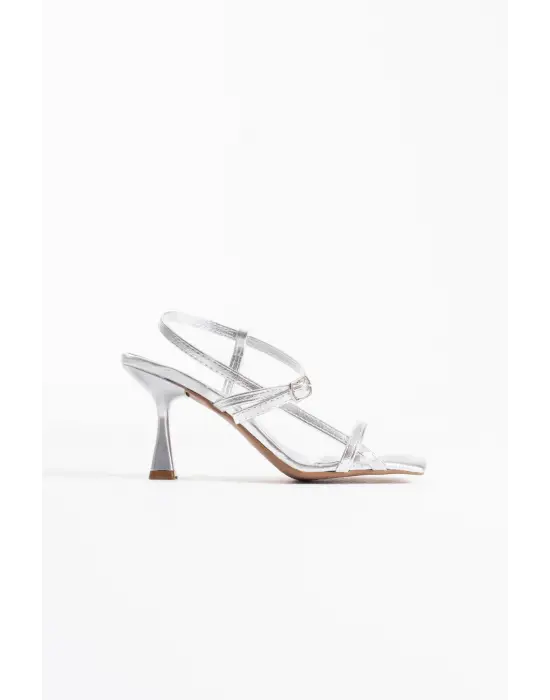 Rossie Kadın Gümüş Topuklu Sandalet