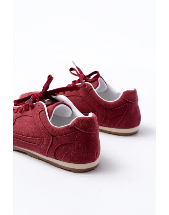 Rs-01 Bordo Süet İnce Taban Günlük Spor Ayakkabı