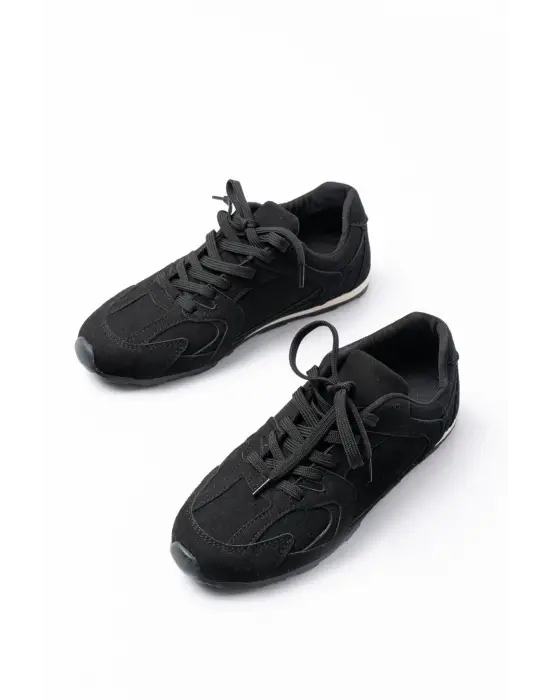 Rs-01 Siyah Süet İnce Taban Günlük Spor Ayakkabı