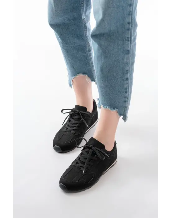 Rs-01 Siyah Süet İnce Taban Günlük Spor Ayakkabı