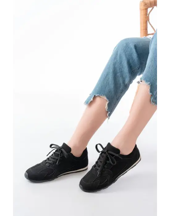 Rs-01 Siyah Süet İnce Taban Günlük Spor Ayakkabı