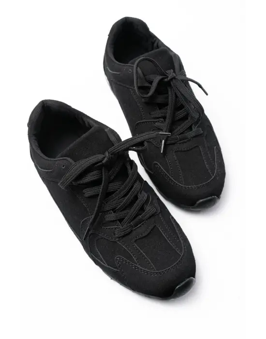 Rs-01 Siyah Süet İnce Taban Günlük Spor Ayakkabı