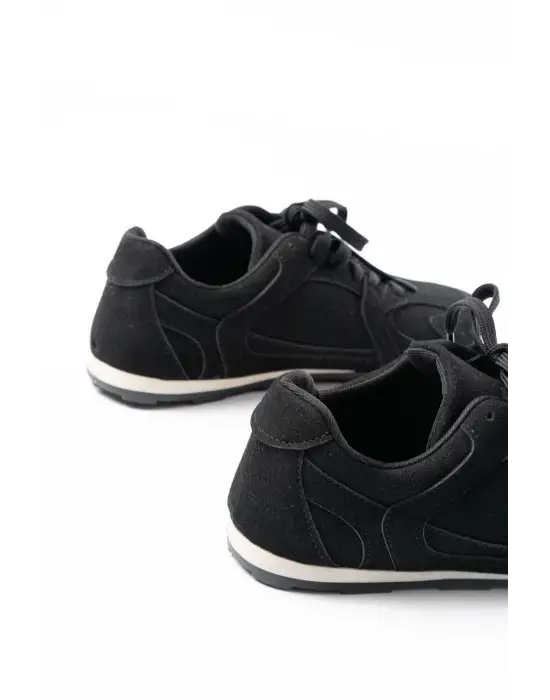 Rs-01 Siyah Süet İnce Taban Günlük Spor Ayakkabı
