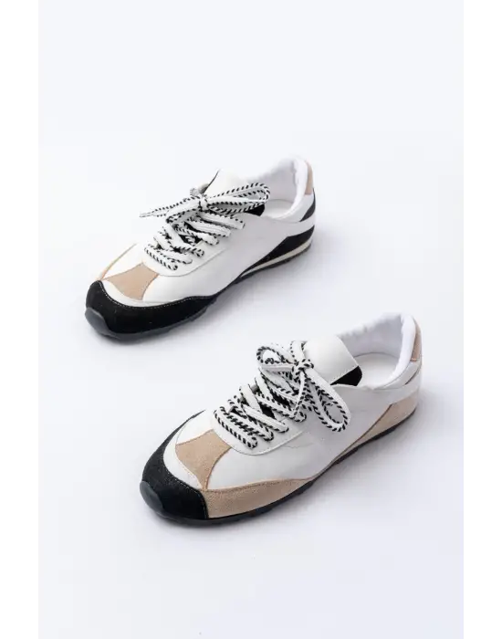 Rs-02 Beyaz Garni İnce Taban Günlük Spor Ayakkabı
