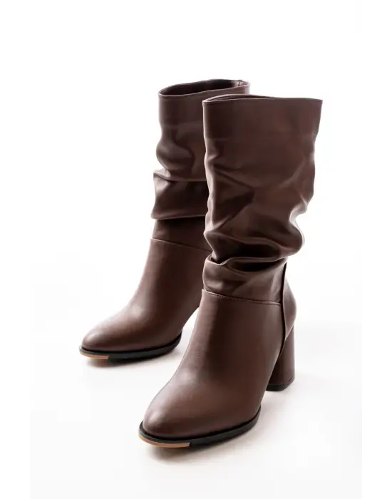 Kahverengi Topuklu Körüklü Günlük Kadın Bot