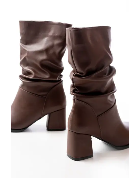 Kahverengi Topuklu Körüklü Günlük Kadın Bot