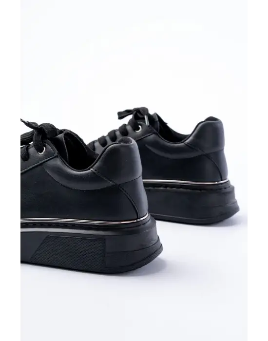 Rs-2435 Siyah Platin Bağcıklı Dikişli Günlük Spor Ayakkabı