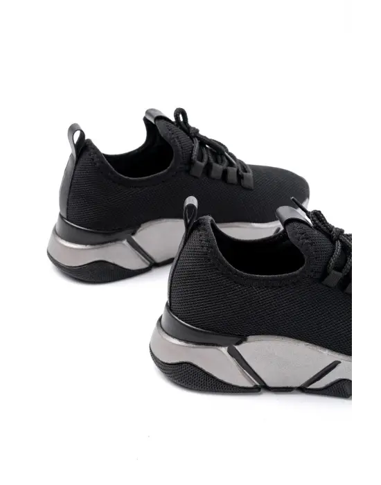 Rs-400  Siyah Bağcıklı Fileli Platin Taban Günlük Kadın Spor