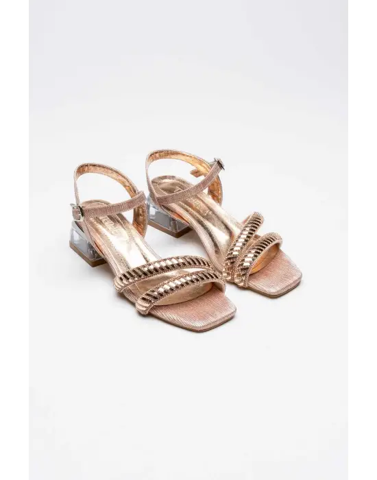 Rule Rose Gold Taşlı Kadın Topuklu Sandalet