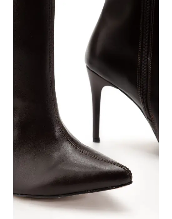 S-2007 Kahve Fermuarlı Günlük Bayan Çizme