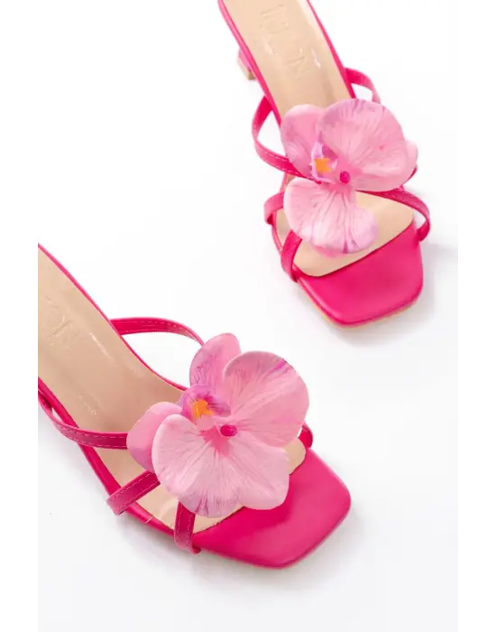 S-622 Fuşya Orkide Detaylı İnce Topuklu Kadın Terlik