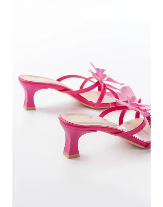 S-622 Fuşya Orkide Detaylı İnce Topuklu Kadın Terlik