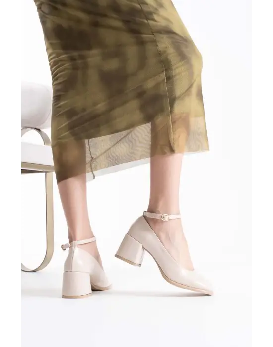 Sansa Bej Rugan Kadın Topuklu Ayakkabı