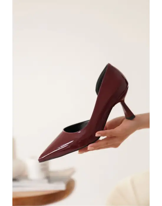 Seraphine Kadın Bordo Rugan Topuklu Ayakkabı