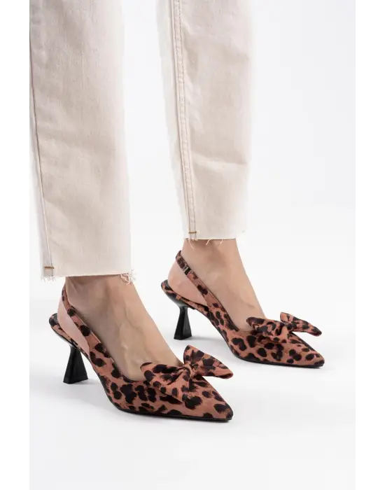 Serra Koyu Leopar Kadın Topuklu Ayakkabı