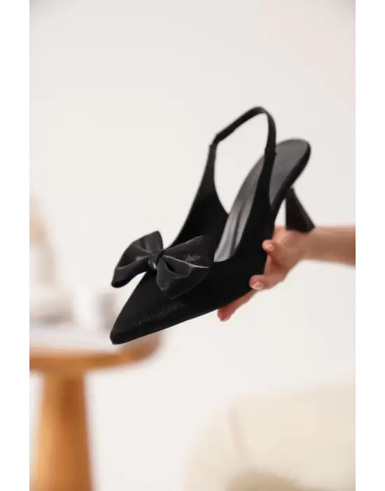 Serra Siyah Özel Malzeme Kadın Topuklu Ayakkabı