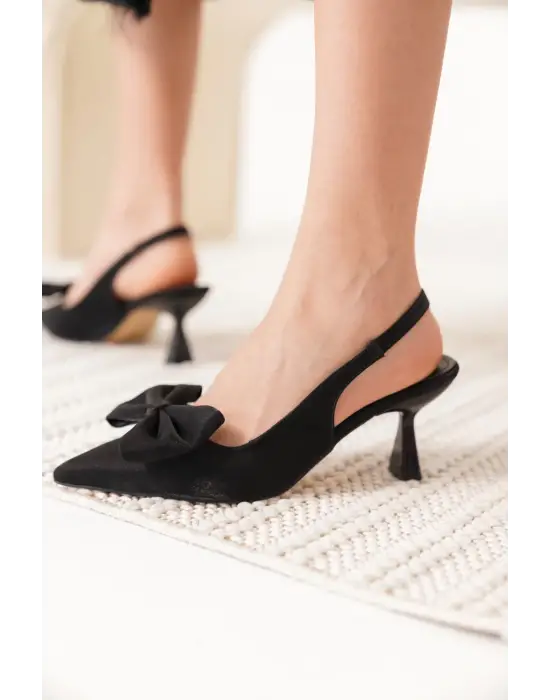 Serra Siyah Özel Malzeme Kadın Topuklu Ayakkabı