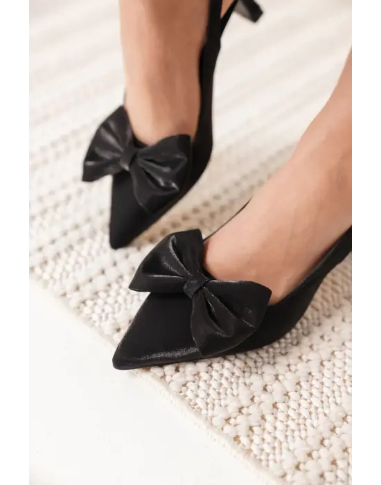 Serra Siyah Özel Malzeme Kadın Topuklu Ayakkabı