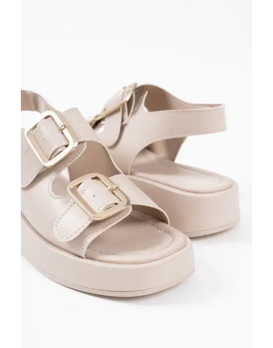 Shery Bej Cilt Sandalet