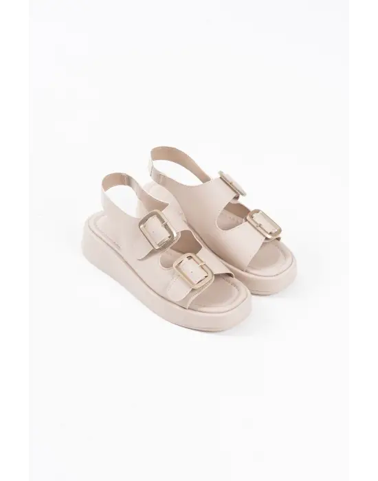 Shery Bej Cilt Sandalet