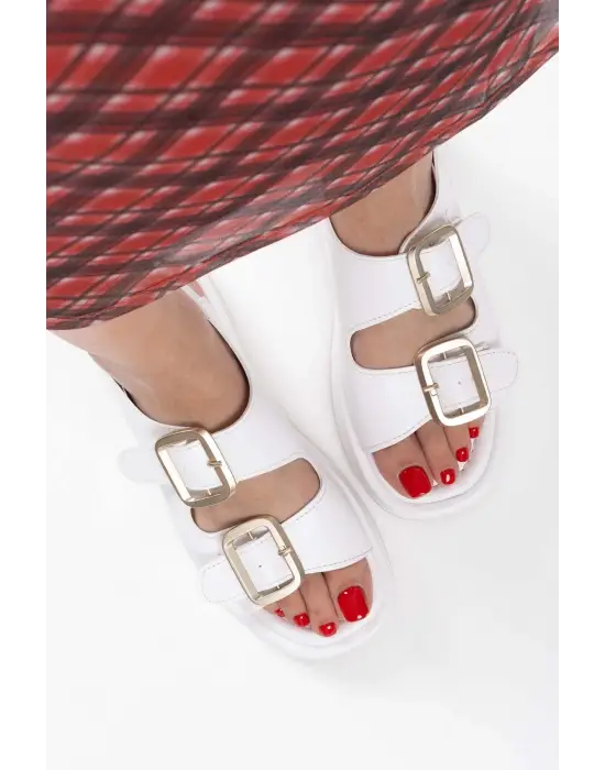 Shery Beyaz Cilt Sandalet