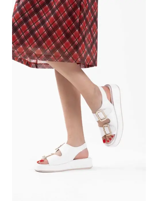 Shery Beyaz Cilt Sandalet