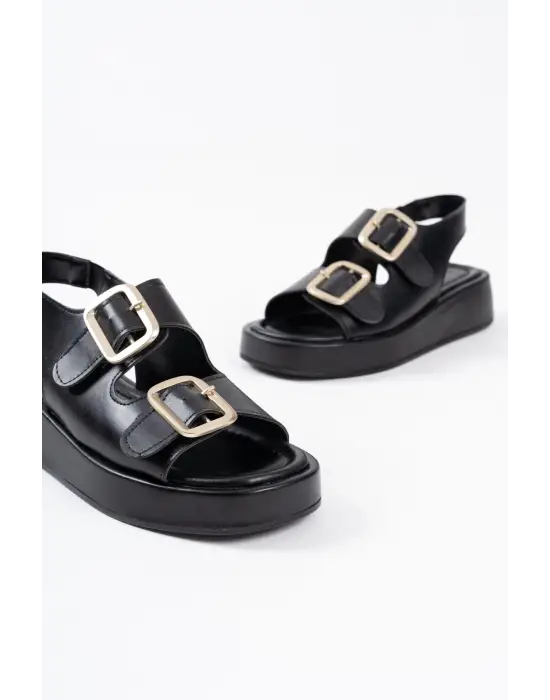 Shery Siyah Cilt Sandalet