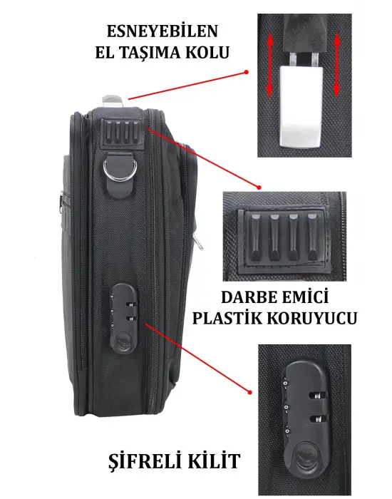 Siyah 17.3 inç Laptop Evrak Çantası